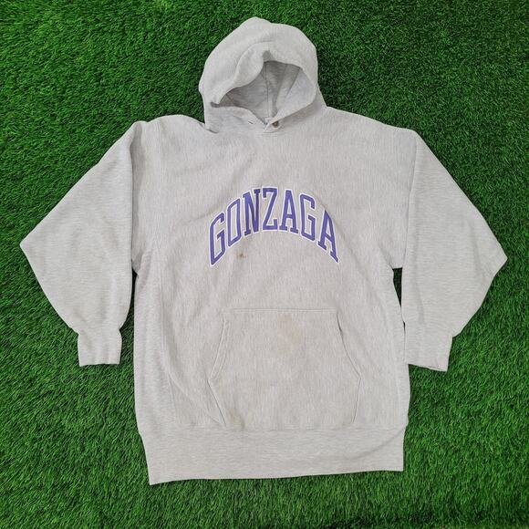 Vintage 90s Gonzaga Champion Reverse-Weave Hoodie L/2XL 23x28 Heavyweight